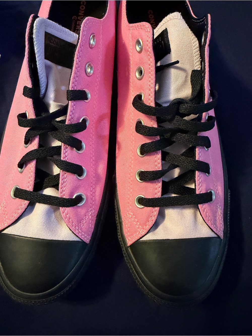 Converse Pink and Black Low-Top Canvas Sneakers